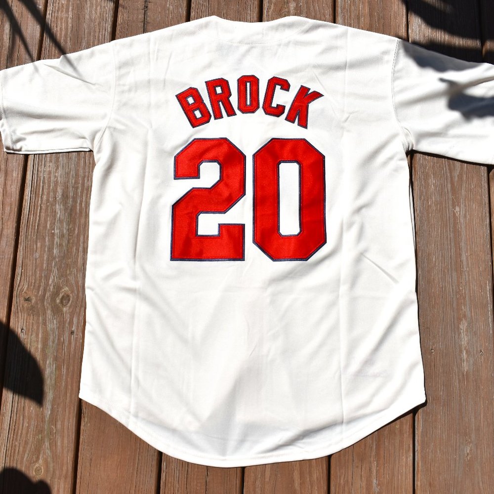 New!! Lou Brock St. Louis Cardinals Vintage Cream Baseball Jersey Men's Sizes